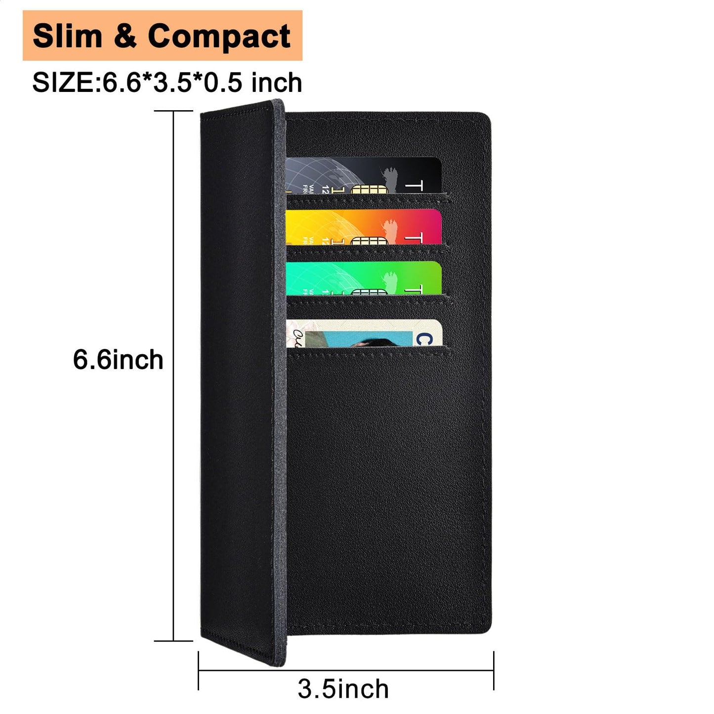 Black Checkbook Covers for Personal Duplicate Checks, Genuine Leather Checkbooks Register Cover Holder Wallets for Women & Men (Black)