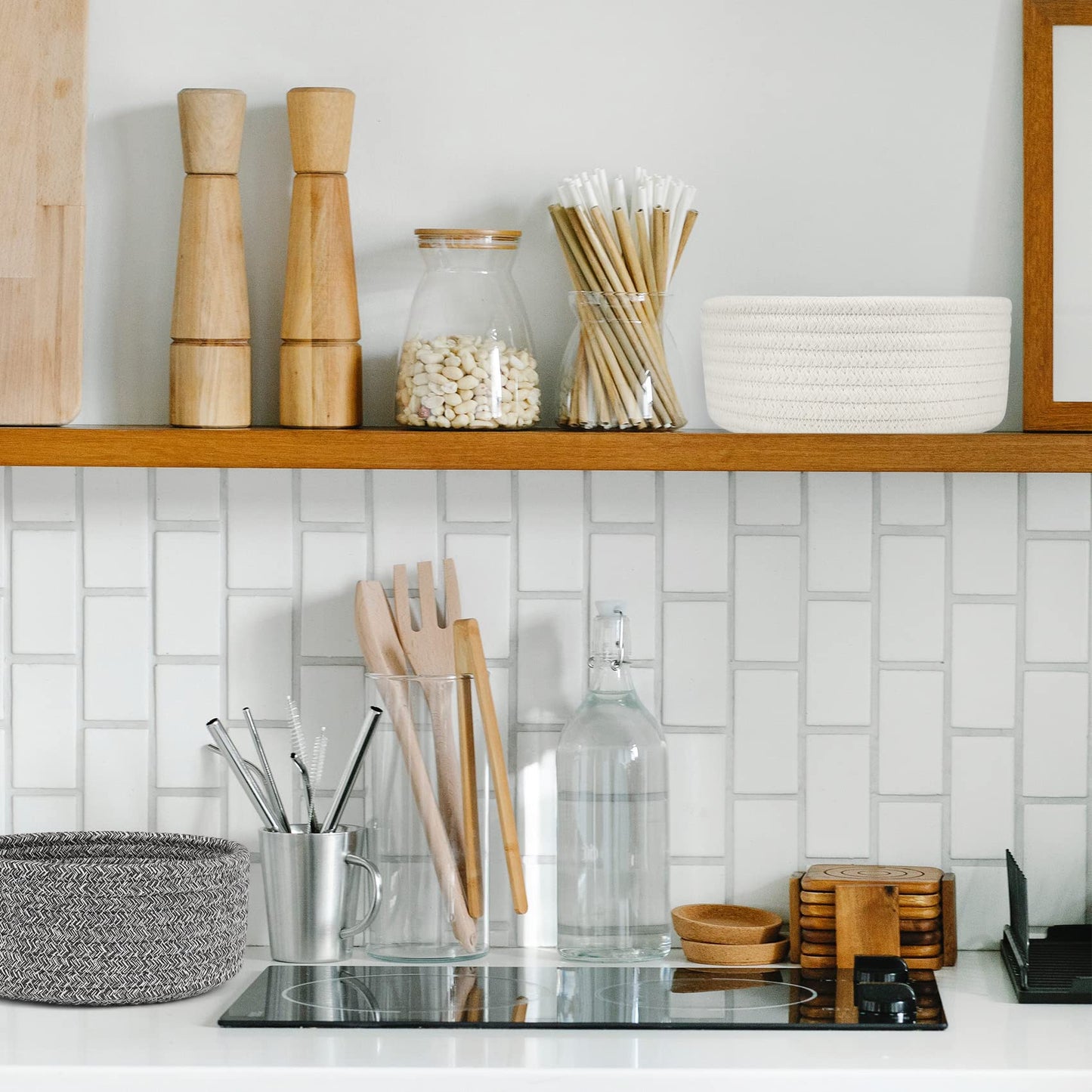 ABenkle 2 Pack Small Baskets, Cotton Rope Woven Basket, Cute Mini Tiny Storage Baskets, Decorative Boho Basket for Nursery Living Room Bedroom Shelf…