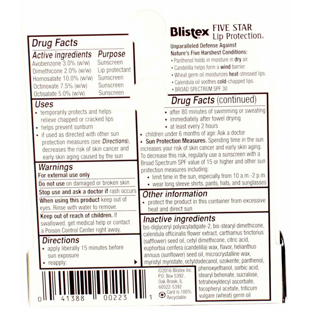 Blistex Five Star Lip Protection SPF 30 0.15 oz (Pack of 12) Beauty and Personal Care Blistex