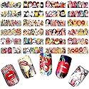 Towenm 12 Sheets Nail Art Stickers Water Transfer Nail Decals for Nail Art, Trendy Marvel Nail Wraps, Sexy Lip Pop Star Nail Decals, Manicure Nail