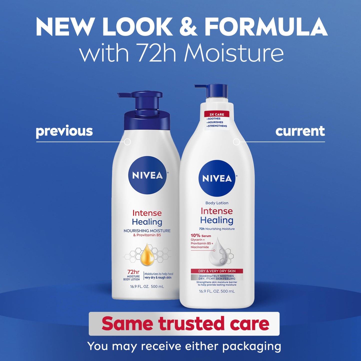 NIVEA Intense Healing Body Lotion for Very Dry, Itchy Skin with Glycerin, Provitamin B5 and Niacinamide, 72-Hour Body Moisturizer, 16.9 Fl Oz Pump