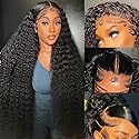 Silinli 200% Density 28 Inch 13x6 Deep Wave Lace Front Wigs Human Hair Curly HD Lace Front Human Hair Wig Pre Plucked 100% Real Human Hair No