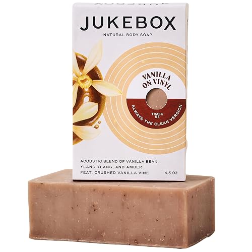 JUKEBOX Vanilla on Vinyl-Natural Bar Soap for Women | Cold Process, Light Scrub Bath Soap | No Harmful Ingredients | All Skin Types Vanilla Bean | Dr
