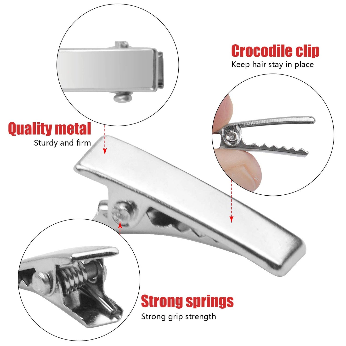 Alligator Hair Clips, 100pcs 2cm Single Prong Duckbill Hair Clips with Teeth Flat Top Crocodile Hair Pins Barrette for Hairbow Accessory Crafts