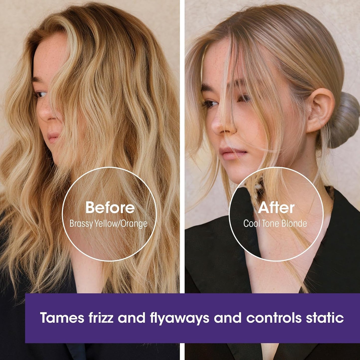 GIOVANNI Color Chic Purple Leave-In Hair Styling & Toning Foam - Purple Foam for Blonde, Gray, Brassy, Fine Hair, Gives Volume & Shine for Women & Men