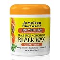 Jamaican Mango & Lime Black Wax - Temporary Black Hair Color & Locking Wax for Locs, Twists & Gray Coverage - Strong Hold, No Alcohol, Mineral Oil, or