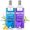 Hair Growth Biotin Shampoo and Conditioner - Deep Hydrating Conditioner for Dry Damaged Hair, Sulfate Free & Volumizing - 2 Pack, 8oz