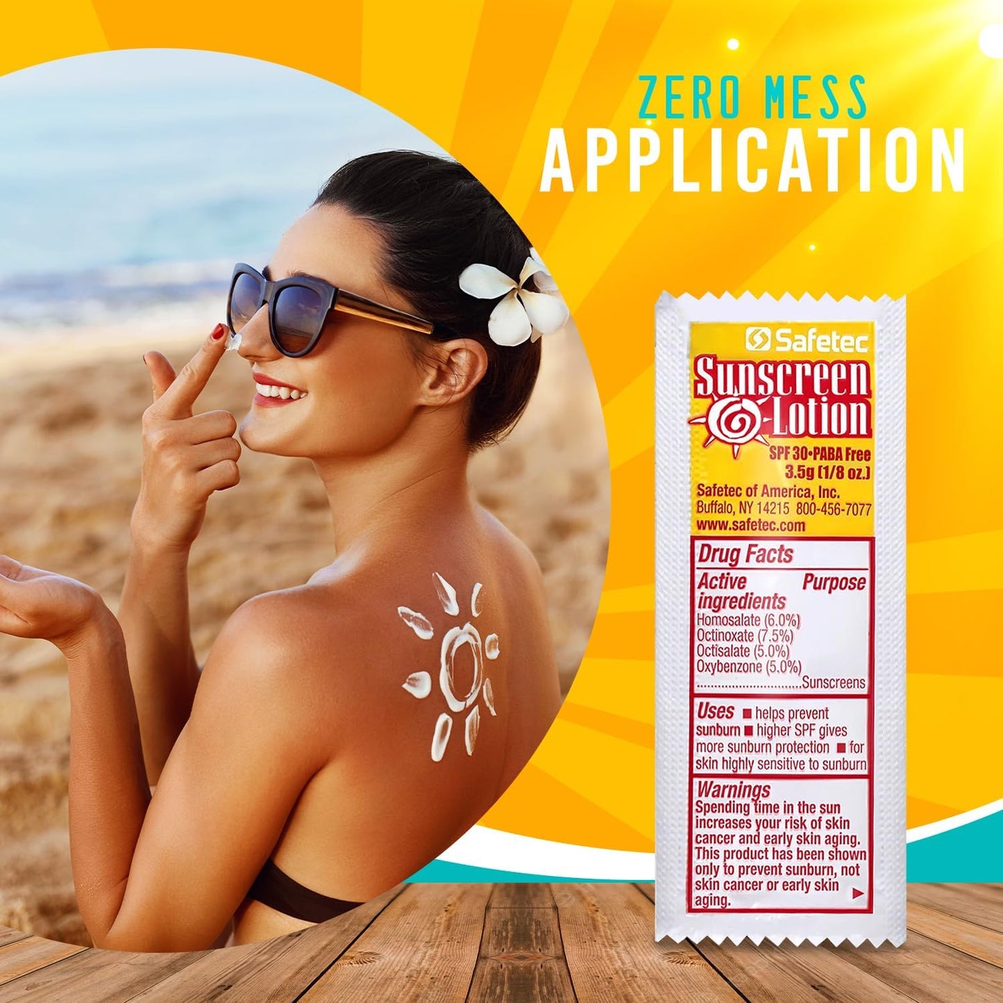 Safetec Sunscreen Lotion 53700 3.5 Gram Packets SPF 30 - (Box of 25)