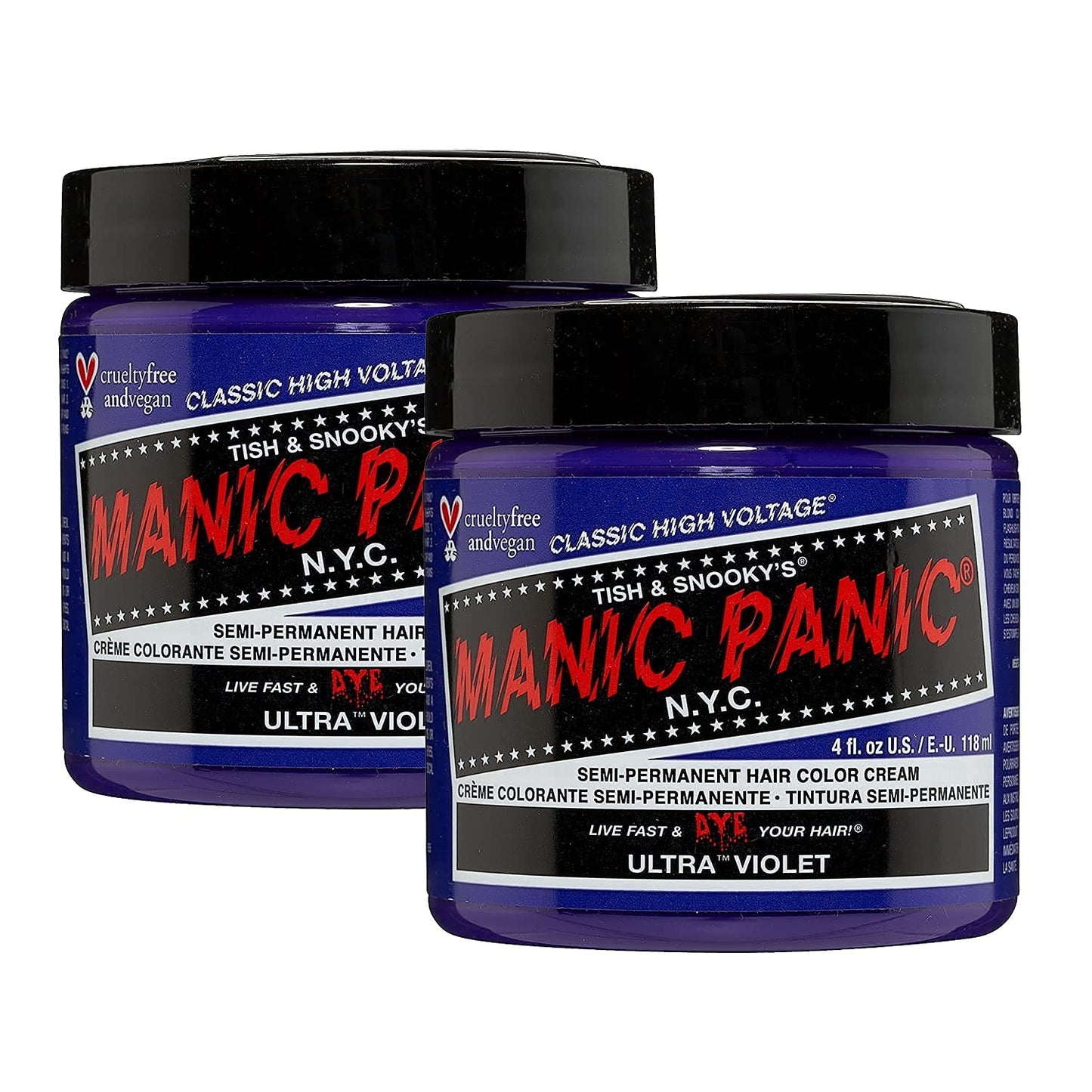 MANIC PANIC Classic Ultra Violet Semi Permanent Hair Color - Blue-Toned Purple Hair Dye for Women & Men That Lasts 4-6 Weeks - Vegan, Ammonia