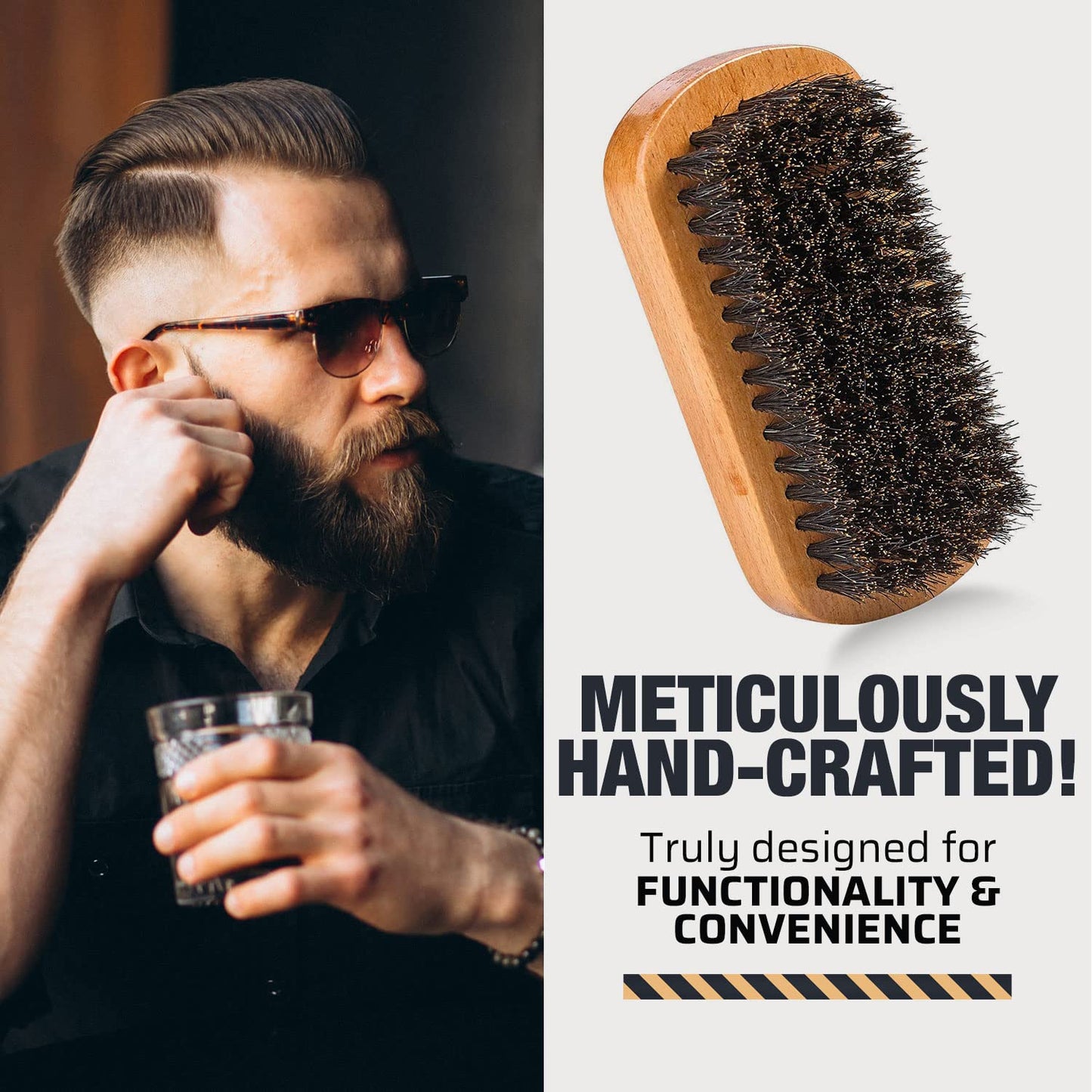 Wooden Beard and Comb Set for Men - Perfect for Beards Head Hair and Mustaches Men's Grooming Kit for Styling, Applying Beard Oils and Balms