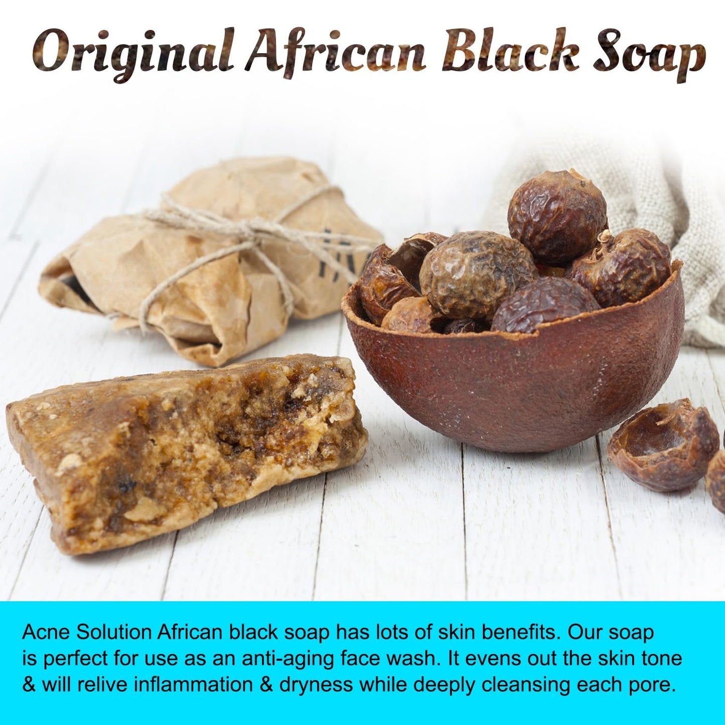 It's Pure Natural African Black Soap Bars with Acne Solution (Pack of 3) Organic Raw Soap for Face & Body, Acne Treatment & Dark Spot Remover [Made in