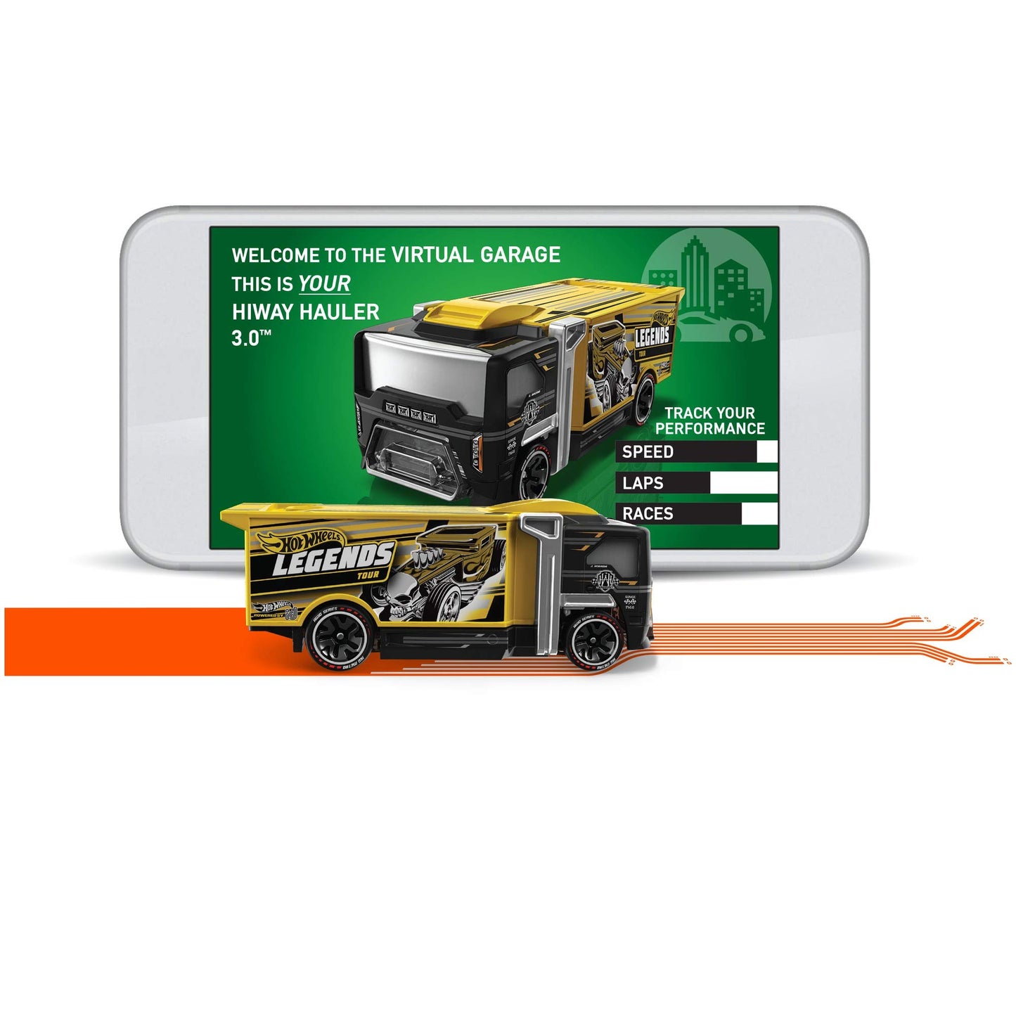 Hot Wheels id Vehicle HiWay Hauler 3.0 with Embedded NFC Chip, Uniquely Identifiable, 1:64 Scale, for Kids Ages 8 Years and Older