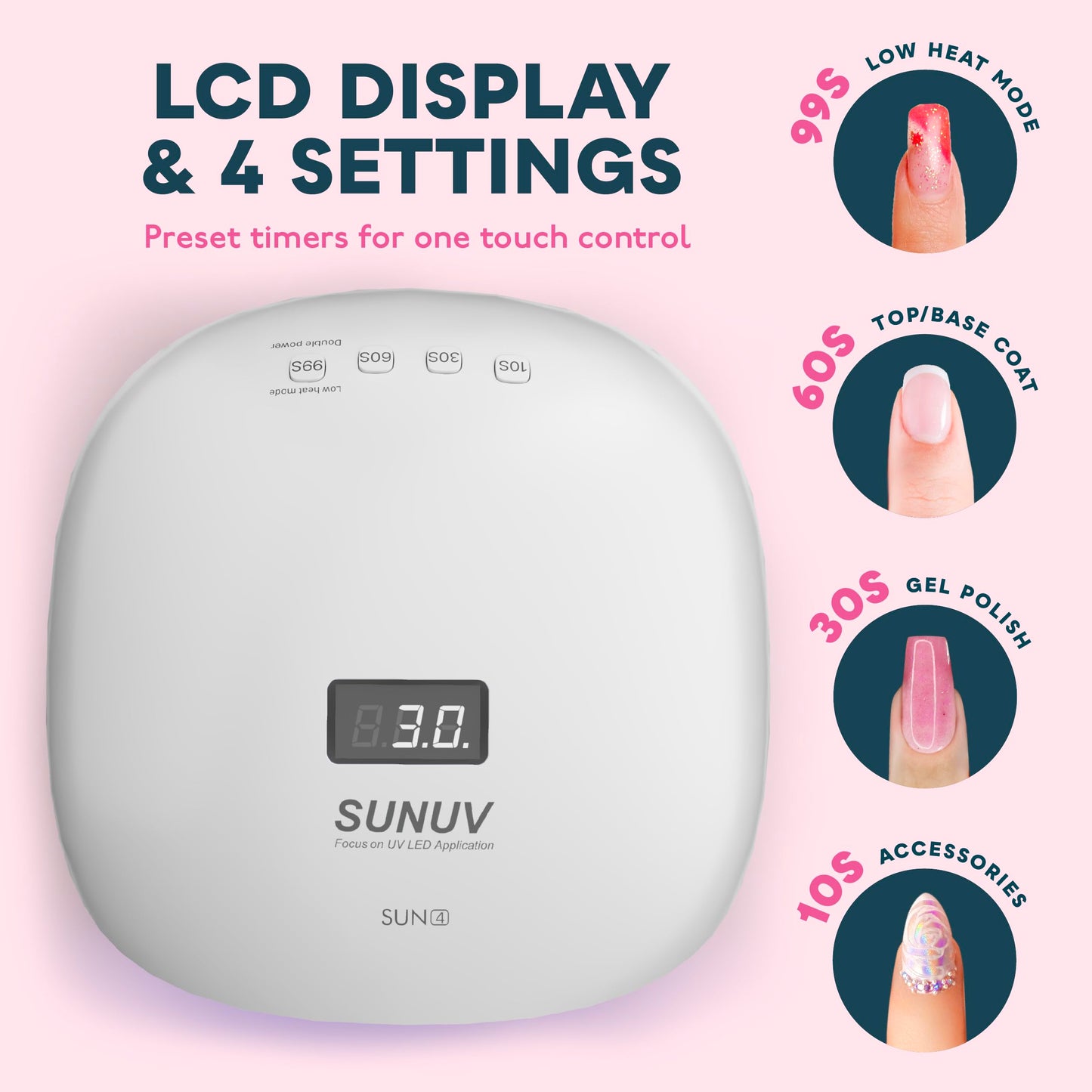 SUNUV UV LED Nail Lamp, UV Light for Nails Compatible with All Gel Polish, 36 LEDs with 4 Timer Settings, LCD Display for Home Salon (Black) Beauty and Personal Care SUNUV