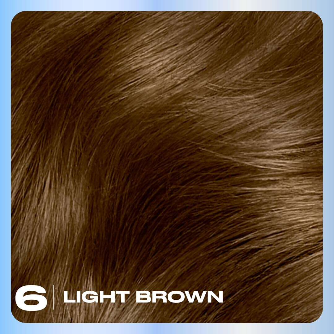 Clairol Nice'n Easy Permanent Hair Dye, 6 Light Brown | 100% Gray Coverage | Long?Lasting, Natural?Looking Color & Shine | Pack of 1