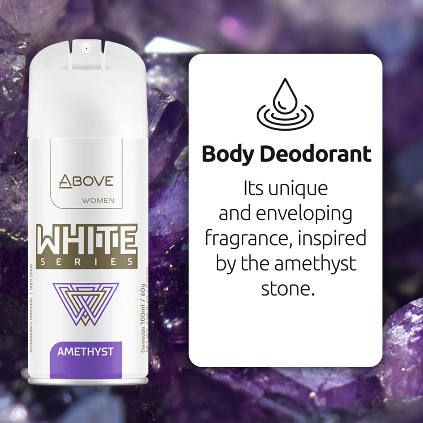 ABOVE White Series Body Spray, Amethyst, 2.12 oz - Deodorant Spray - Masks Perspiration Odors - Long-Lasting Dry Spray - Paraben-Free - Cruelty-Free Beauty and Personal Care ABOVE