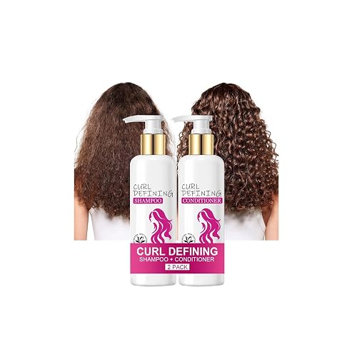 Curl Defining Shampoo and Conditioner Set, Hydrating & Nourishing Shampoo & Conditioner for Curly Hair, Enhances Bounce & Anti Frizz Repair Dry Hairs