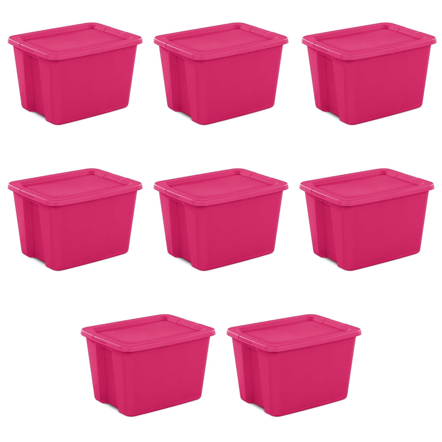 CNEIESD 18 Gallon Storage Tote with Lid, Fuchsia Bloom, Stackable Container with Handles, Set of 8