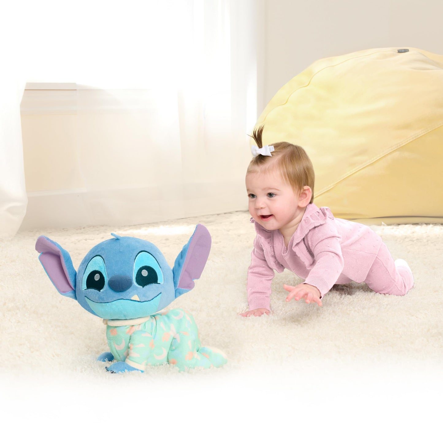 Just Play Disney Baby Musical Crawling and Talking Pals, Stitch, Interactive Plush Toy, Kids Toys for Ages 09 Month