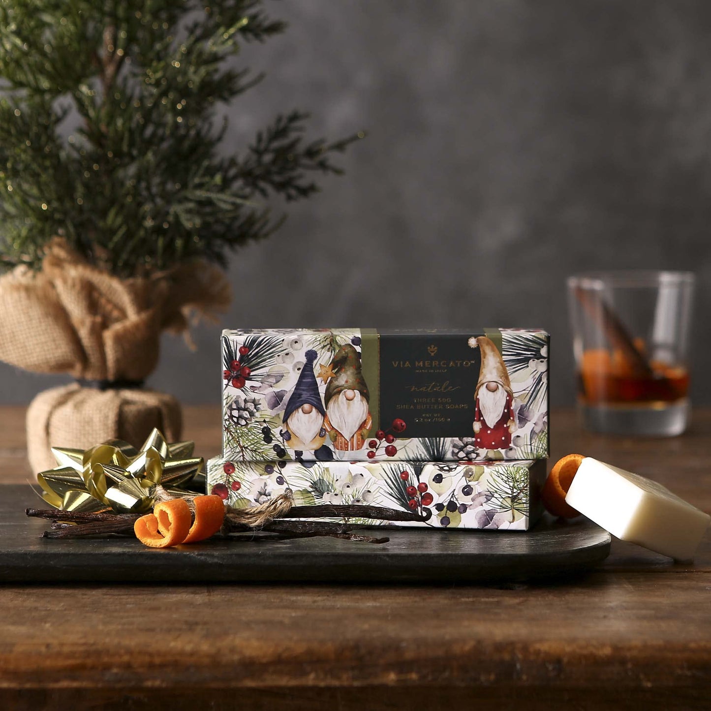 Via Mercato Natale Winter Woods Holiday Collection, Soap Gift Set, Assorted Scents
