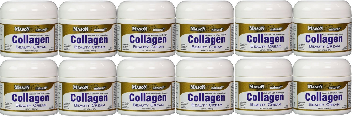 Collagen Beauty Cream Made With 100% Pure Collagen Promotes Tight Skin Enhances Skin Firmness 2 Oz. Jar Pack Of 12