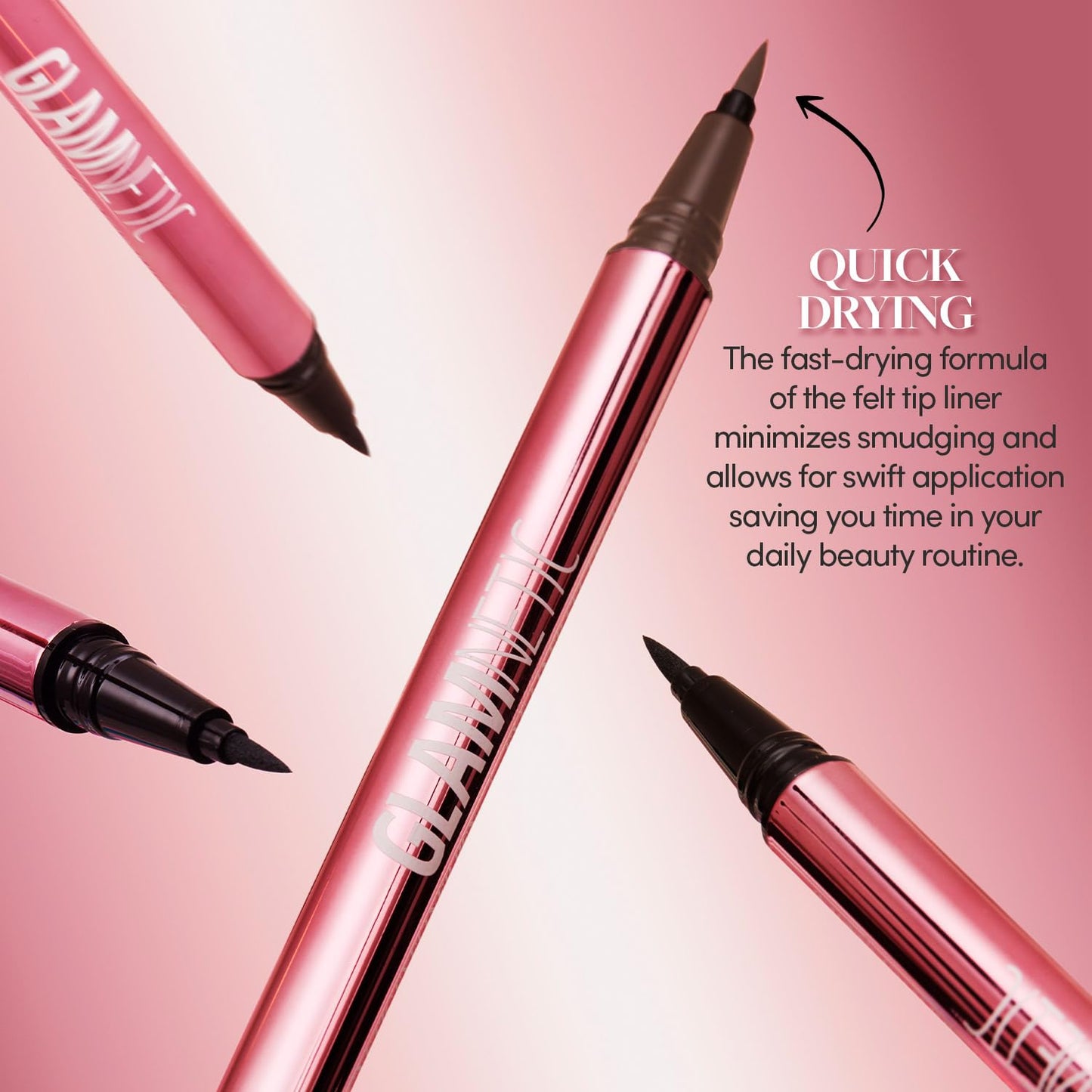 Glamnetic Felt Tip Magnetic Eyeliner Pen - Brown 0.025 fl oz | Brown Smudgeproof & Waterproof Eyeliner Pen, All-Day Hold for Magnetic Eyelashes