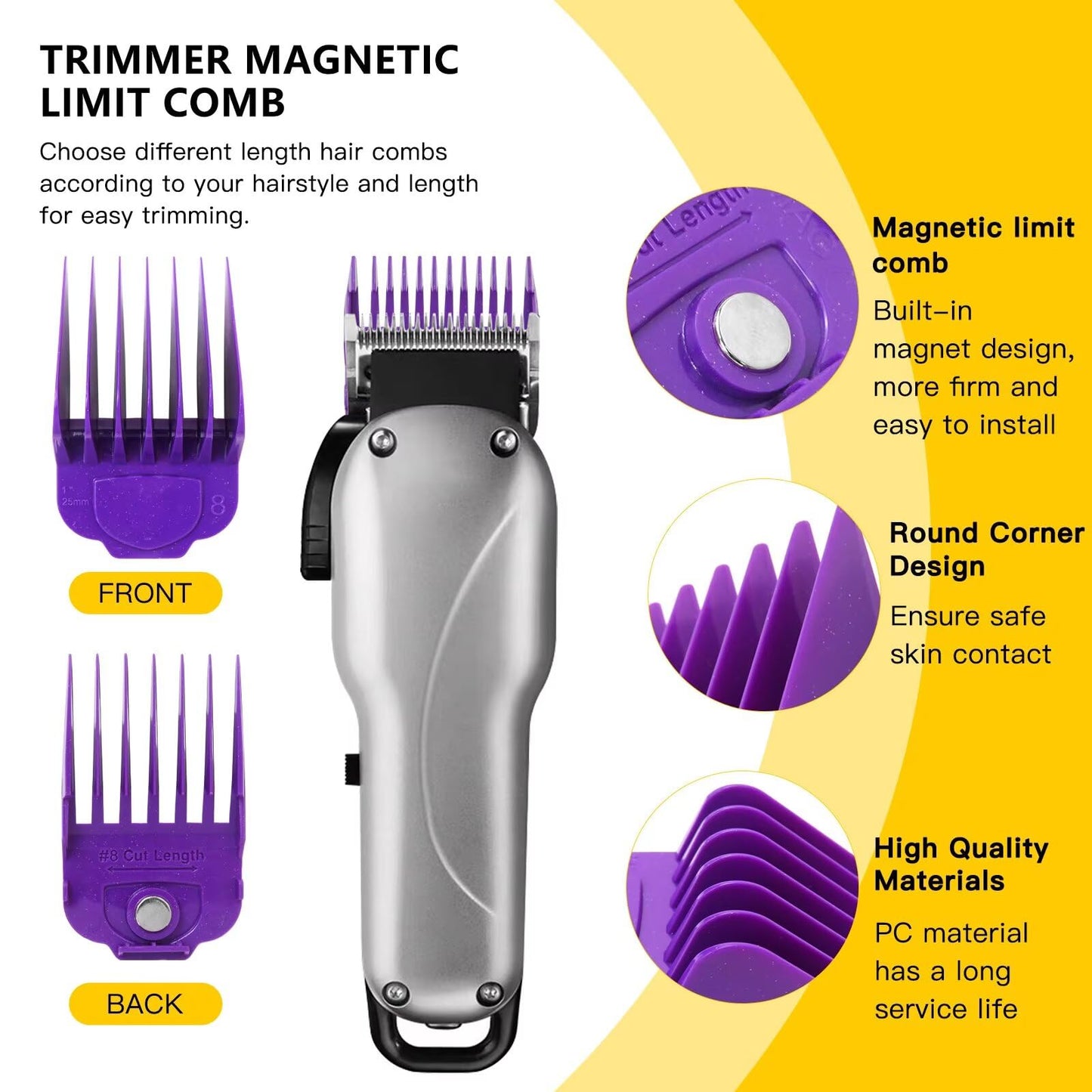New 10-Pack 1/16" to 1" Magnetic Clipper Guards Guide Combs for Andis Fade/Master/Envy/bgrc/ultra edge pro clip clipper Beauty and Personal Care Gxcdizx
