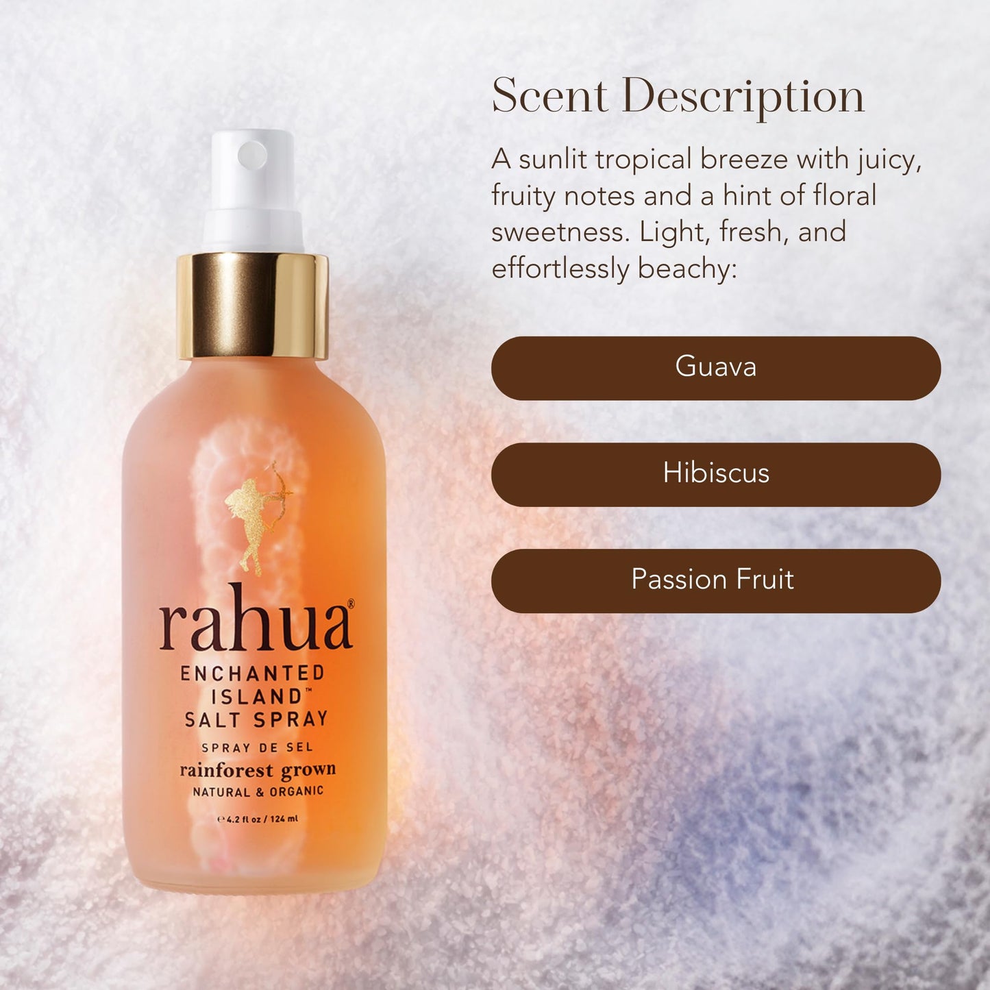 Rahua Enchanted Island Salt Spray, Vegan Texturizing Beach Waves Spray, Made with Sea Salt, Passion Fruit, Aloe, Morete Oil & Guayusa, Styling Mist