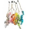 Fodattm 6PCS Lady Women Handmade Colourful Boho Hippie Hair Extensions with Feather Clip Comb Hairpin Headdress Headband DIY Accessories