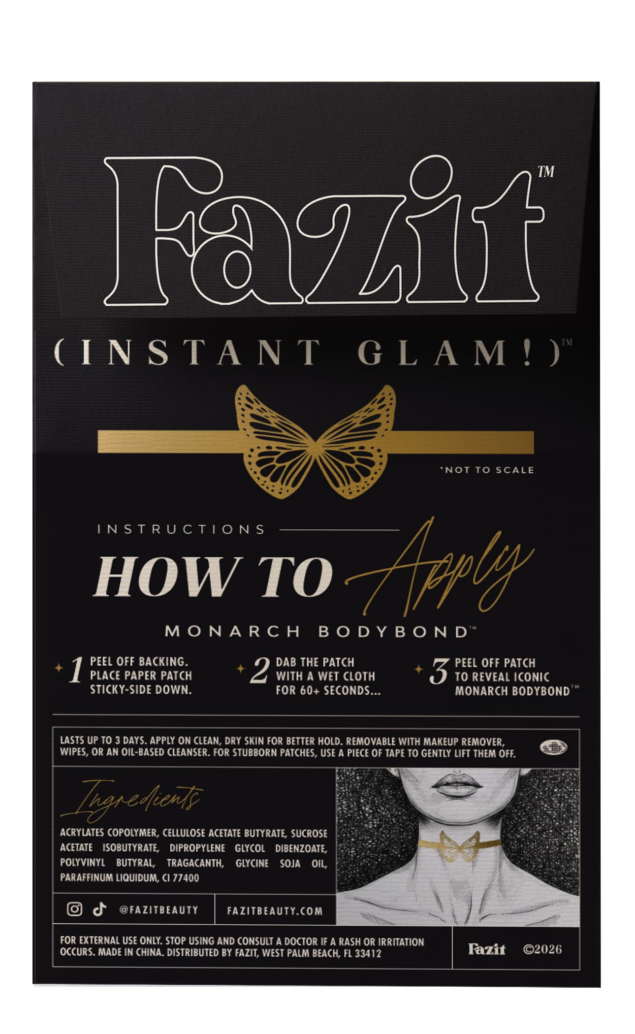 Fazit Makeup Patches - Monarch Bodybond - Glow Up Make-Up Patches - Cute Glitter Makeup Accessories for Women - Cosmetic Body Glitter