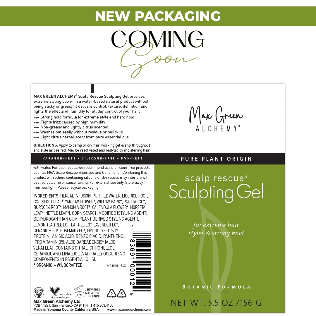 Max Green Alchemy MGA Vegan Sculpting Hair Gel Tube - Extreme Styling Hair Gel for Women & Men | Organic Formula of Styling Products Provide Strong