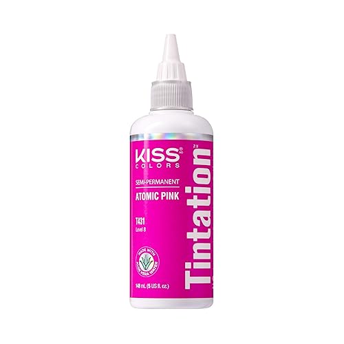 Red by Kiss Tintation Semi-Permanent Hair Color, Aloe Vera Water Based, Argan Oil, Olive Oil, Collagen & Keratin, Long-Lasting Color Dye (Atomic Pink