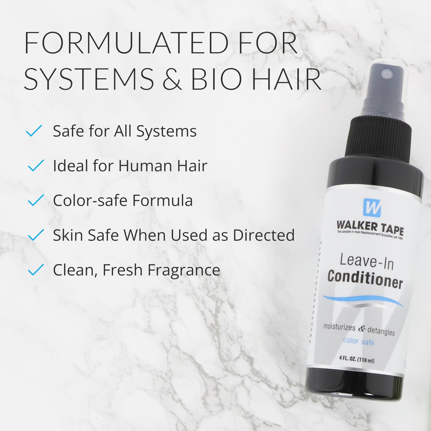 Walker Tape Leave-In Conditioner Spray 4 fl oz for Wig Installs, Lace Systems, Toupee Applications, Hair Tape Prep and Adhesive Strips Use Offering