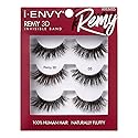 i-ENVY False Lashes, Remy 3D Lashes Value Pack 100% Human Hair Natural Fluffy Wispy Invisible Band Seamless Look Reusable Eyelashes (05)