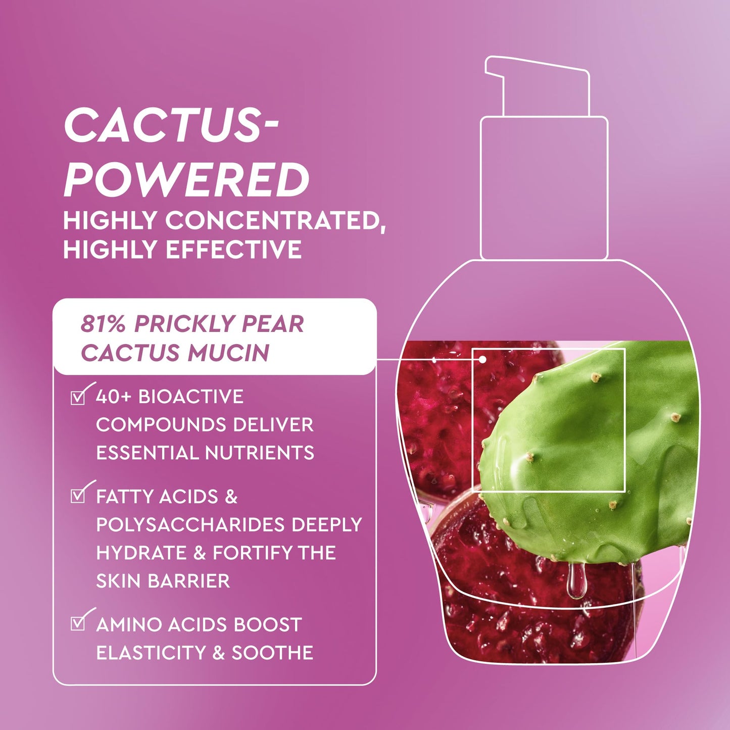 Glow Recipe Prickly Pear Peptide Mucin - Vegan "Snail" Mucin Face Serum to Hydrate & Repair Skin Barrier with Pore Refining Bio-Active Peptides & Deep