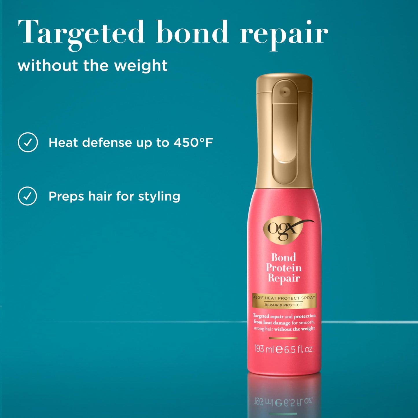 OGX Bond Protein Repair 450°F Heat Protect Spray for Hair 6.5 Fl Oz