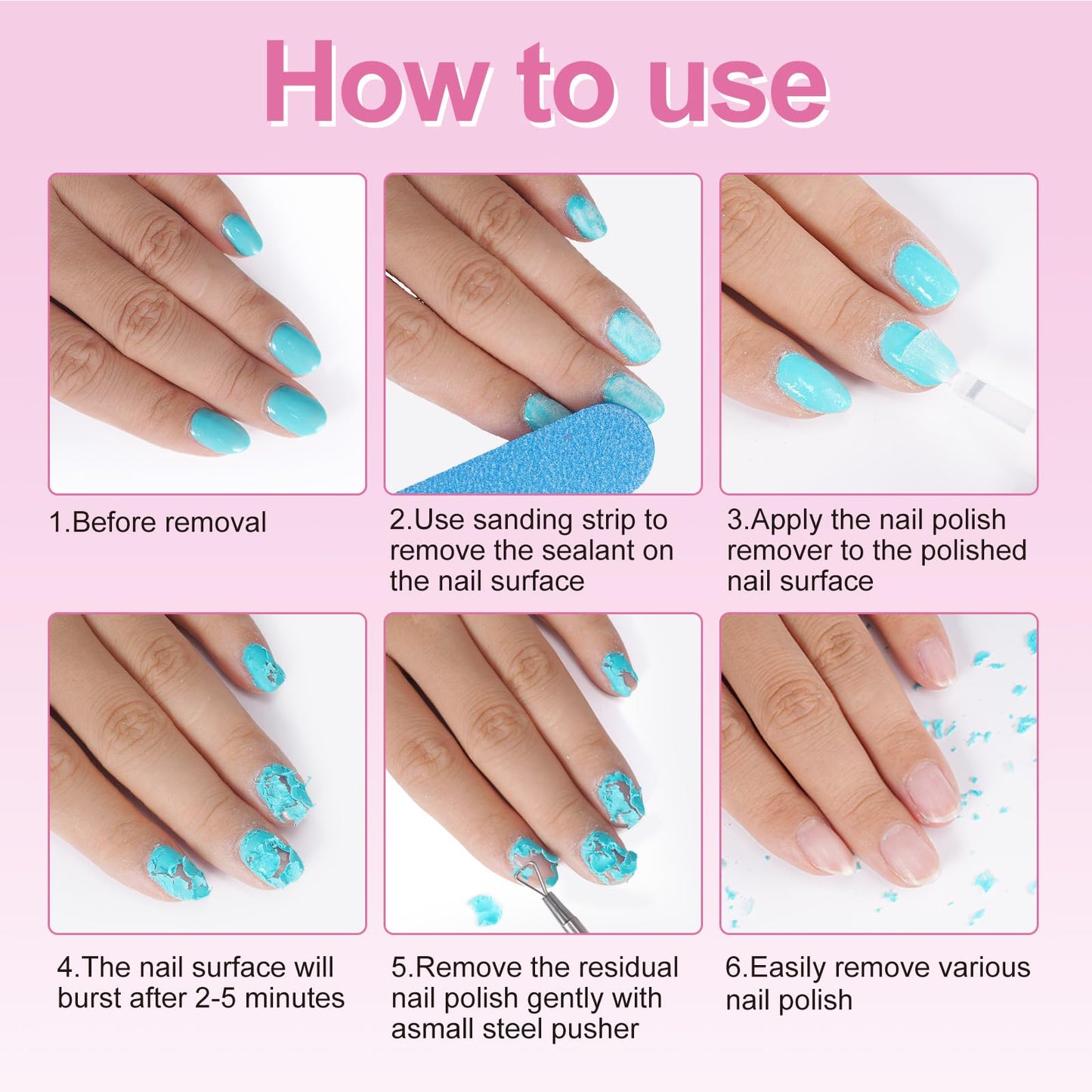 Gel Nail Polish Remover, (2PCS) Professional Gel Polish Remover for Nails, No Need for Foil, Quick & Easy Polish Remover In 2-5 Minutes, 0.5 Fl Oz Beauty and Personal Care NIFEISHI