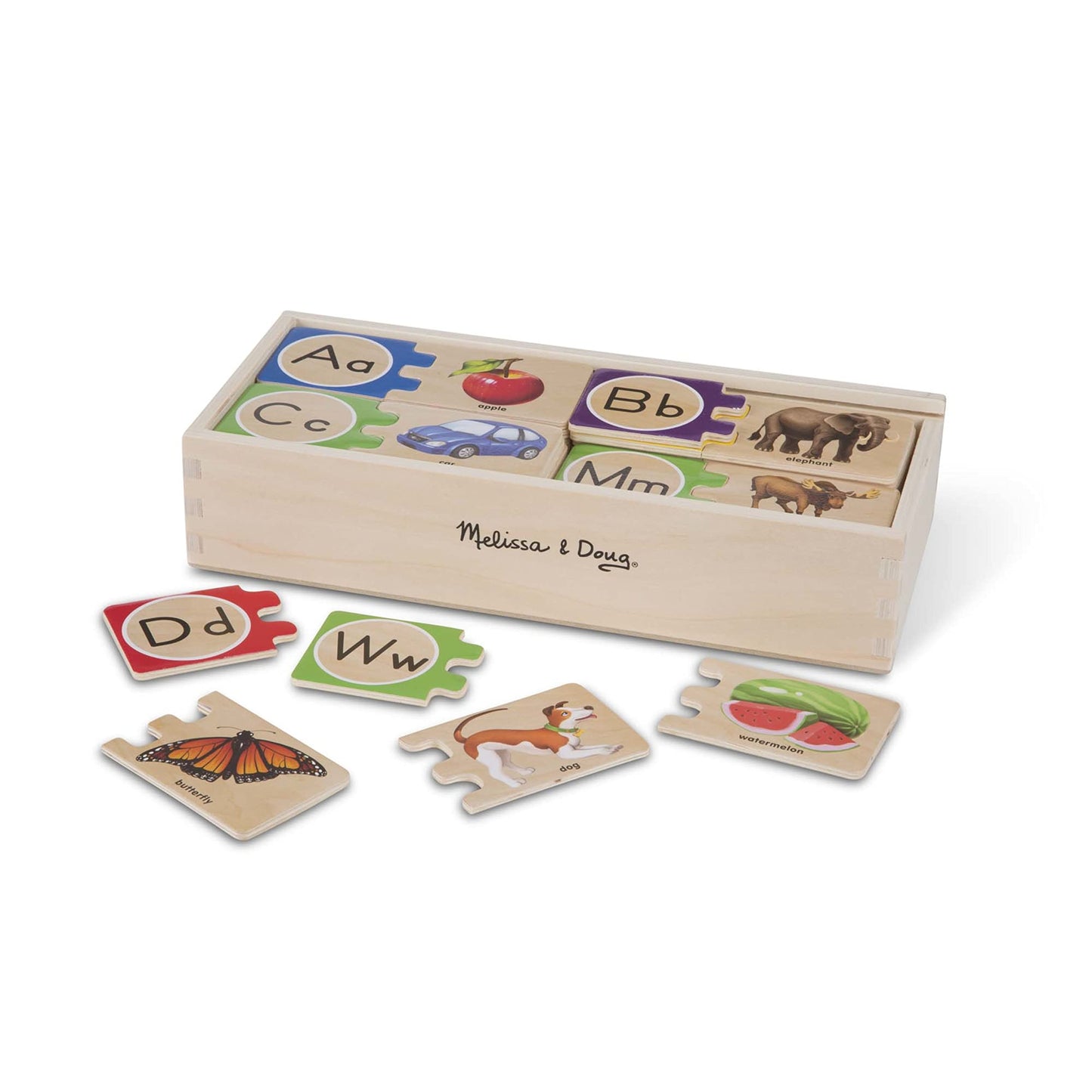 Melissa & Doug Self-Correcting Alphabet Wooden Puzzles with Storage Box (52 pcs) ABC Puzzles, Wooden Alphabet Puzzle for Kids Ages 4+