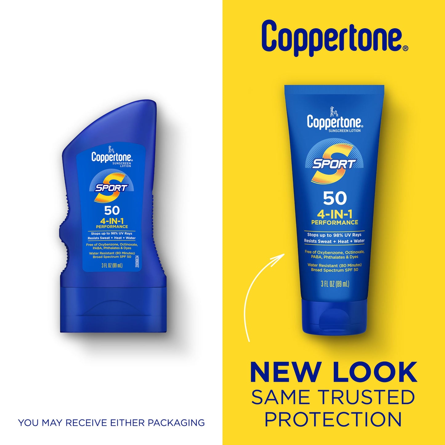 Coppertone Sport Sunscreen Lotion SPF 50, Sweat, Heat and Water Resistant Sunblock, Lightweight, Oxybenzone Free, Travel Size Sunscreen Bulk Pack, 3
