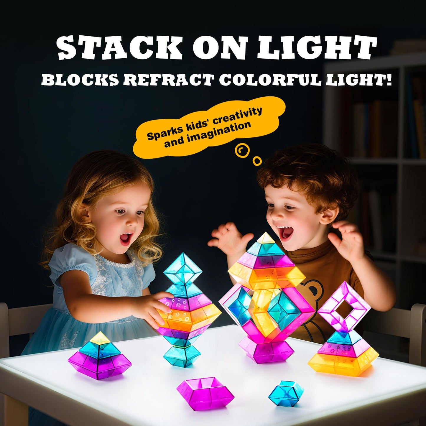 30pcs Building Block Set – Stacking STEM Learning Toys for Kids Ages 3-6, Preschool Educational Light Table Activities & Gifts