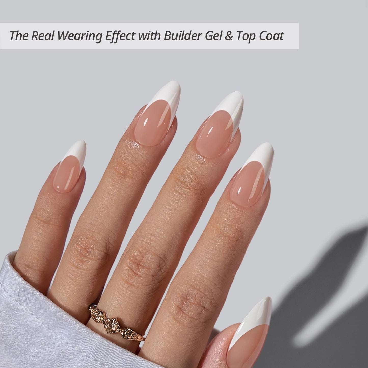 BTArtboxnails XCOATTIPS White French Tip Press On Nails, M Almond, Peach Beauty and Personal Care BTARTBOXNAILS
