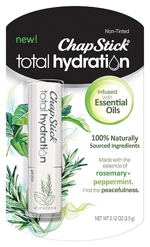 ChapStick Total Hydration Essential Oils Peace Lip Balm, Rosemary + Peppermint Lip Balm Tube, Lip Care - 0.12 Oz
