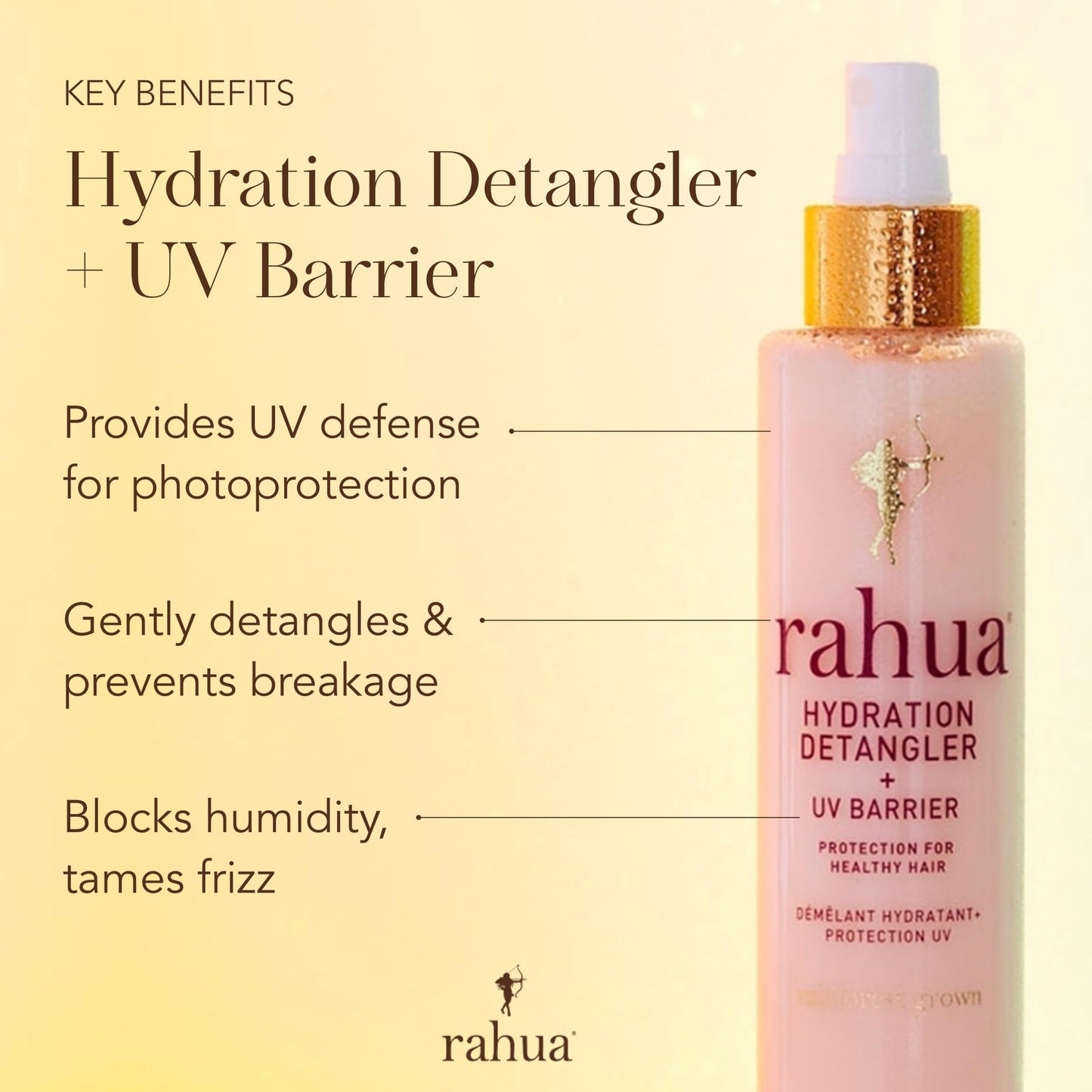 Rahua Hydration Detangler Spray + UV Barrier, Vegan Leave In Hair Spray, Conditioner for Added Shine, Damage Protection, Humidity & Frizz Control