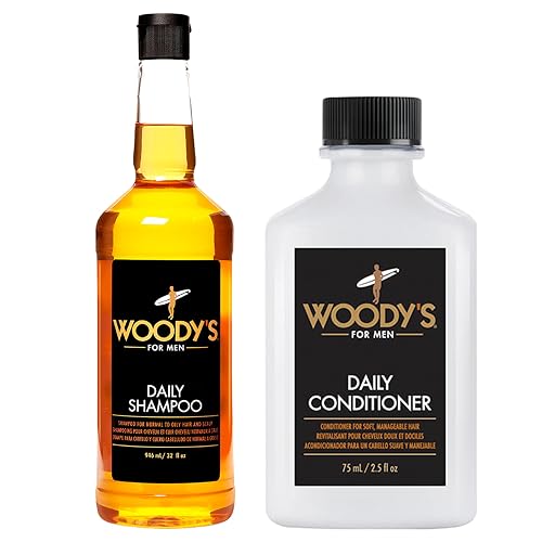 Woody's Men's Daily Shampoo and Conditioner Set, 32 Fl Oz Shampoo, 12 Fl Oz Conditioner