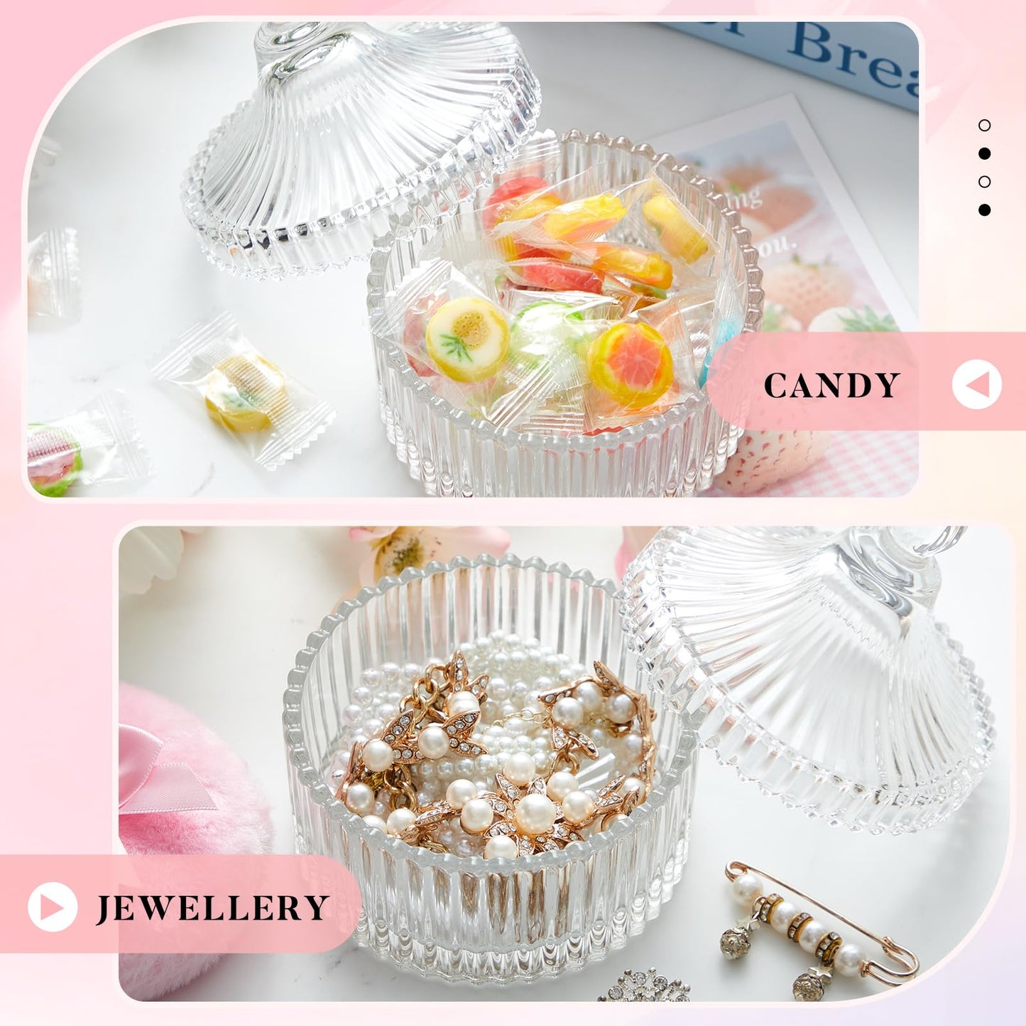 Tioncy 3 Pcs Large Body Powder Puff and Container Valentine's Day gift Powder Container with Puff Crystal Case Soft Washable Reusable Velour Face Body Beauty and Personal Care Tioncy