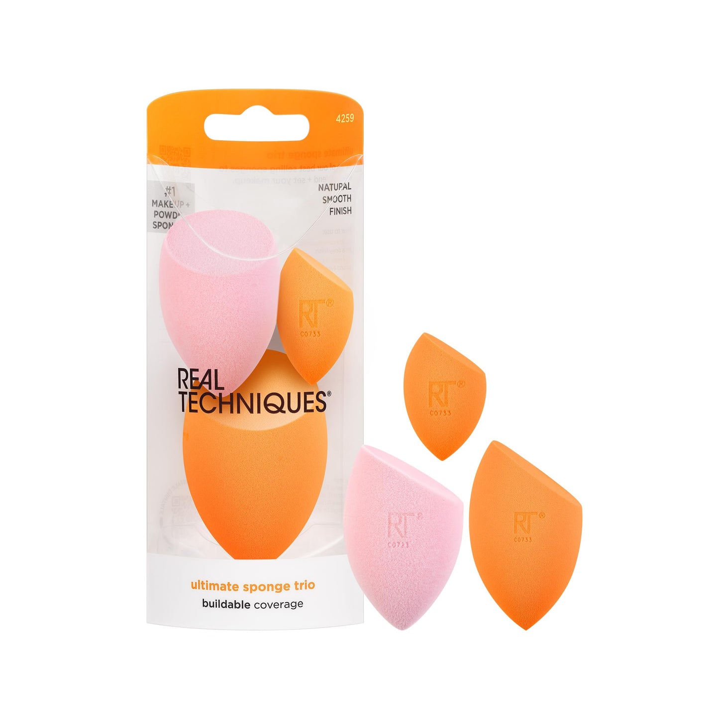 Real Techniques Ultimate Makeup Sponge Trio, Makeup Blending Sponges, For Liquid, Cream, & Powder Products, Powder & Foundation Sponges, Mini Makeup