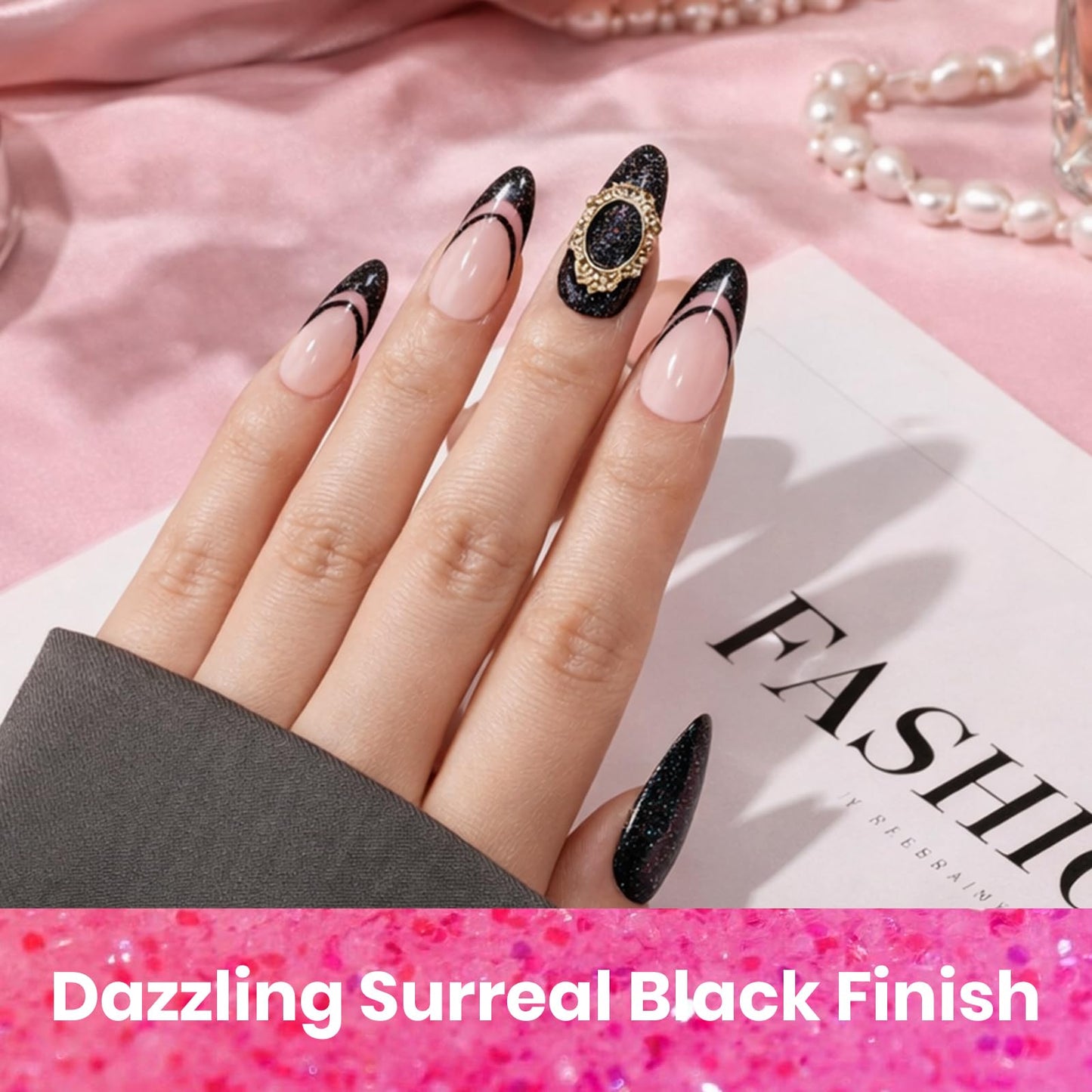 Beetles Hot Pink Gel Nail Polish Set, 6 Colors Glitter Purple and Black Shimmer Electric Carnival Collection, Dreamy Swirl Thread Effect, Soak Off UV Beauty and Personal Care beetles Gel Polish
