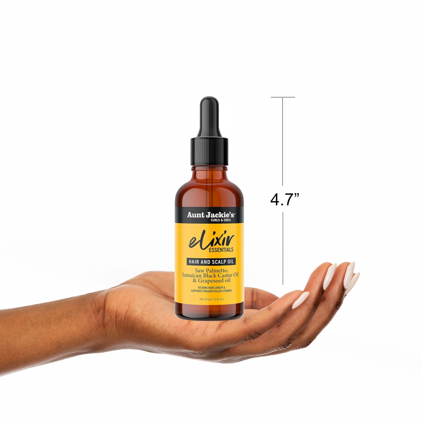 Aunt Jackie's Elixir Essentials Hair & Scalp Oil, Saw Palmetto, Jamaican Black Castor Oil & Grapeseed Oil, Nourishes, Thickens & Supports Hair