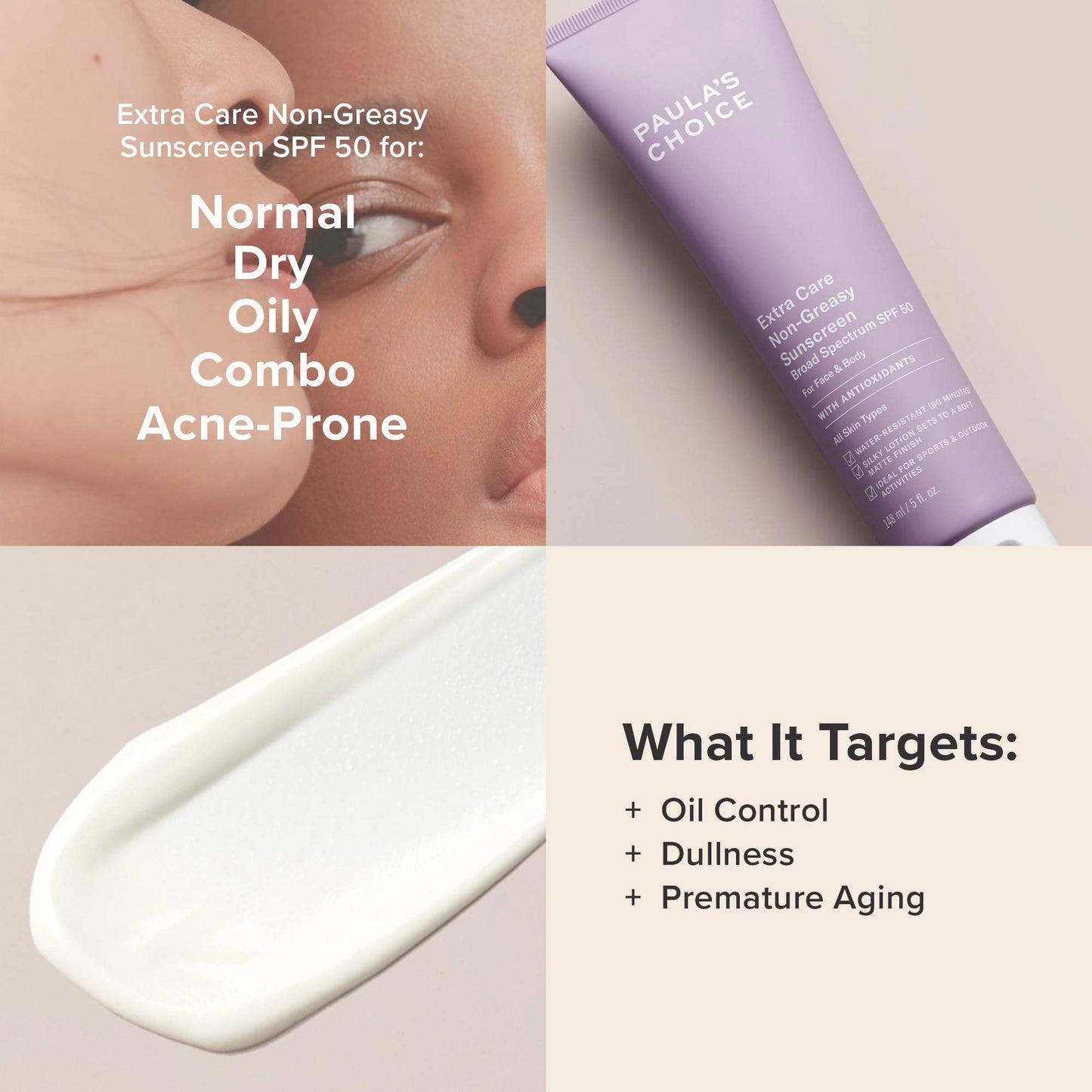 Paula’s Choice Extra Care Oil-Free Sunscreen SPF 50 – Face & Body Lotion with Aloe & Vitamins A/C, Sweat & Water Resistant, 5 oz