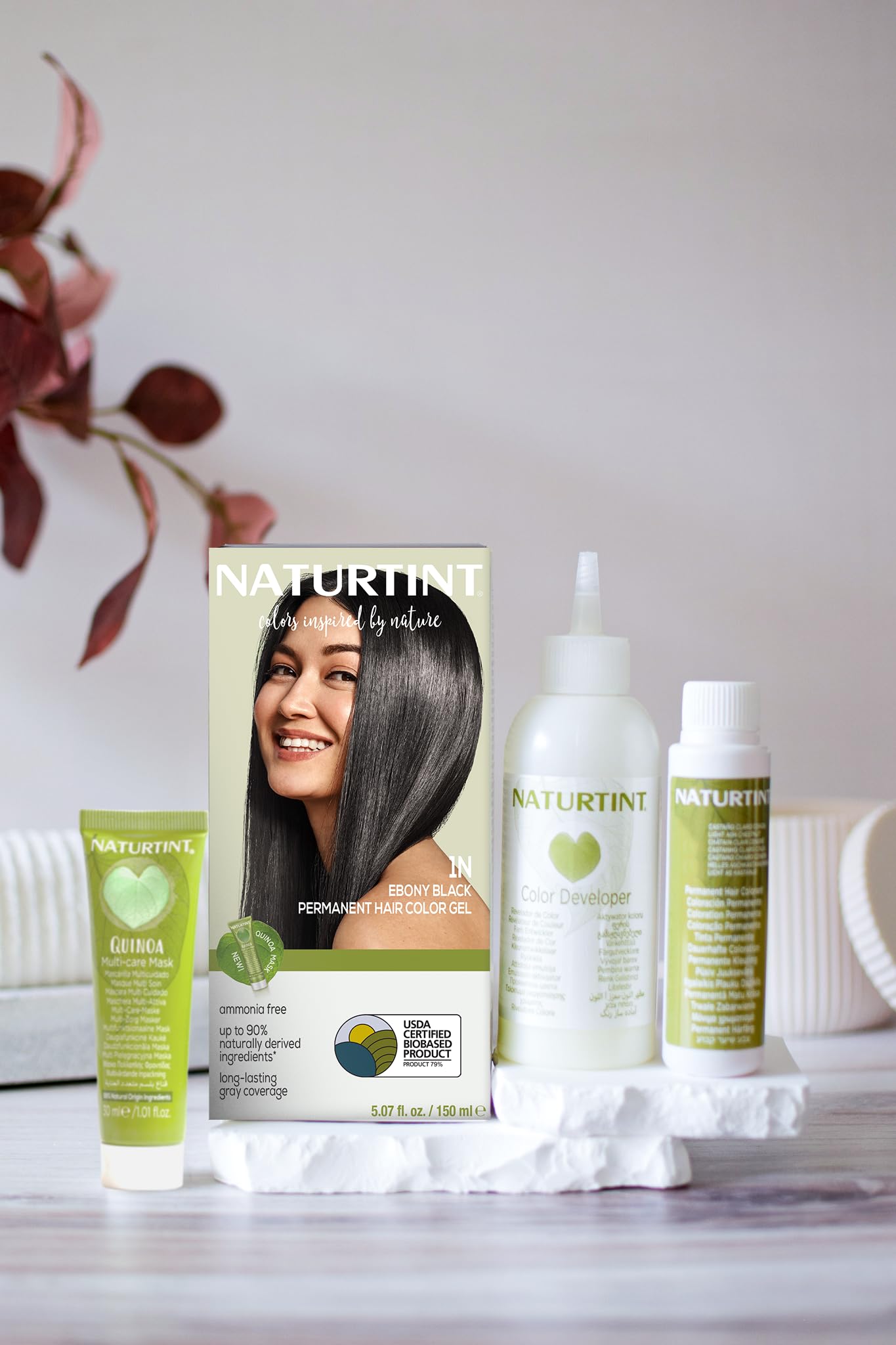 Naturtint 1N Ebony Black Permanent Hair Color (Pack of 6), Ammonia Free, Vegan, Cruelty Free, up to 100% Gray Coverage, Long Lasting Results