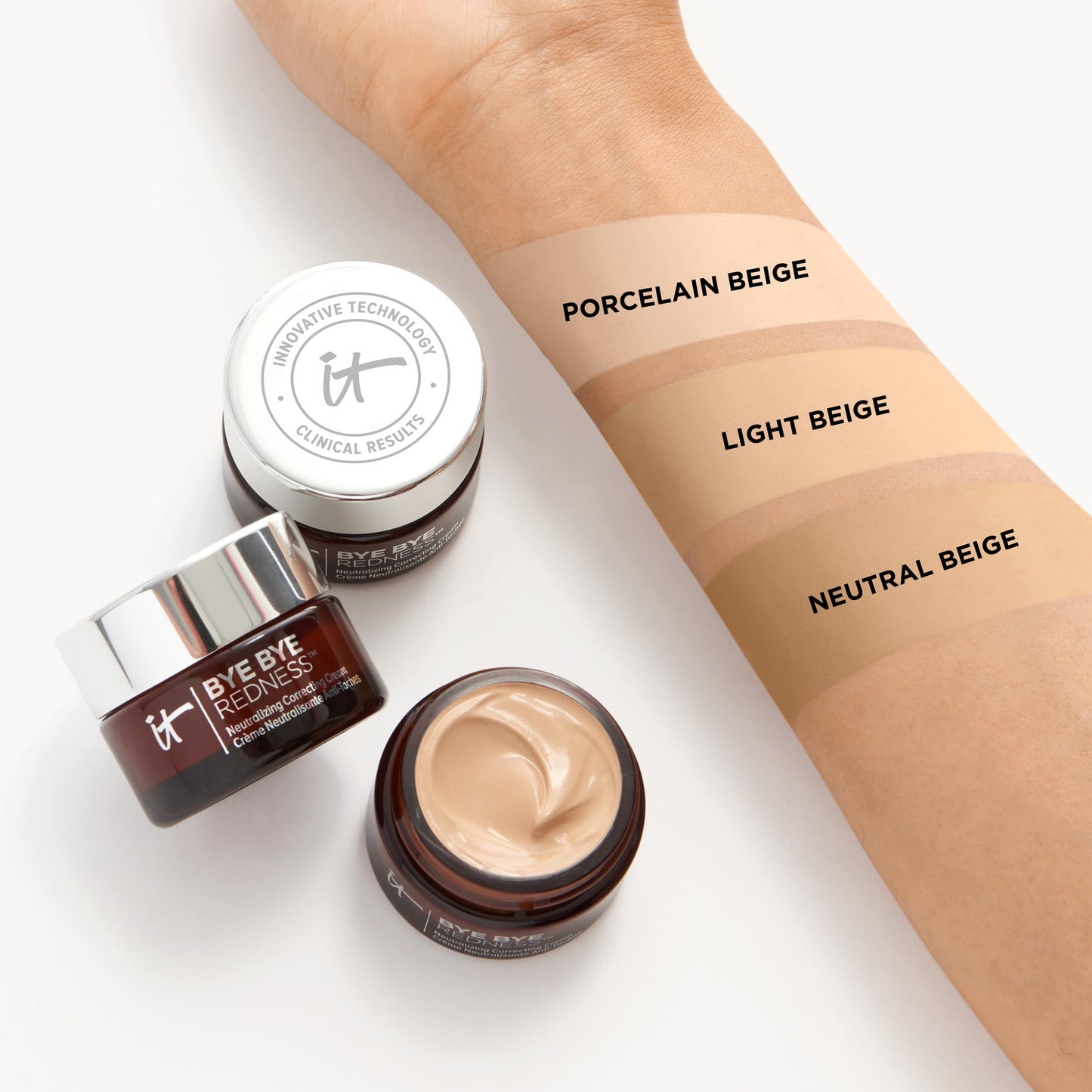 IT Cosmetics Bye Bye Redness Full Coverage Color Correcting Cream (Neutral Beige) - Redness Neutralizing Tinted Face Moisturizer, 12HR Hydration